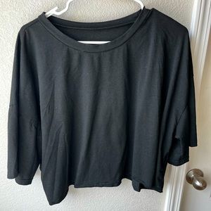 Black plus size drop shoulder Oversize crop tee